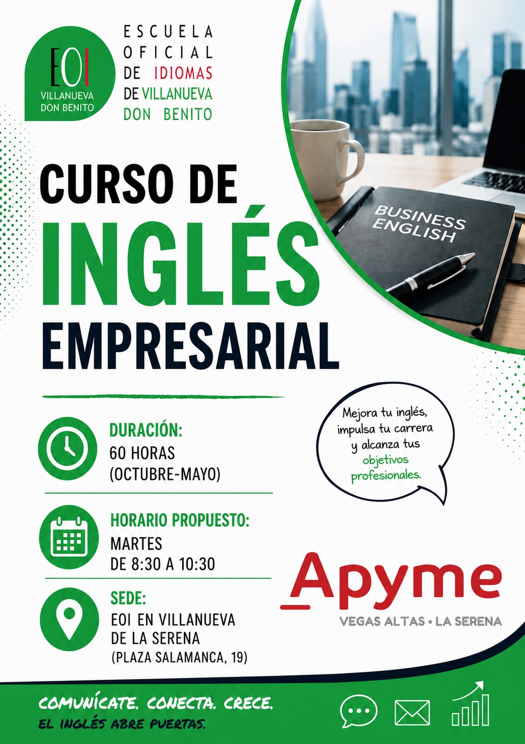 APYME y la Escuela Oficial de Idiomas renuevan su acuerdo de colaboración para ofrecer un curso de Inglés Empresarial para las empresas asociadas