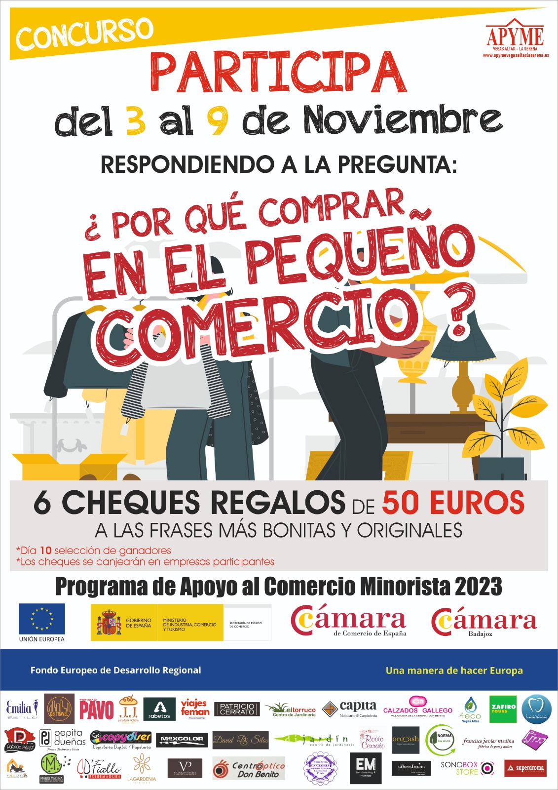 APYME Vegas Altas La Serena y la Cámara de comercio de Badajoz organiza el concurso : ¿Por qué comprar en el pequeño comercio? 