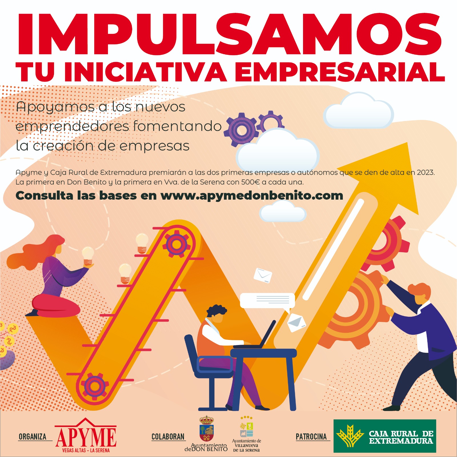 Por tercer año consecutivo, APYME Vegas Altas – La Serena y Caja Rural de Extremadura premiarán a las primeras empresas que se den de alta en Don Benito y Villanueva de la Serena en el 2023
