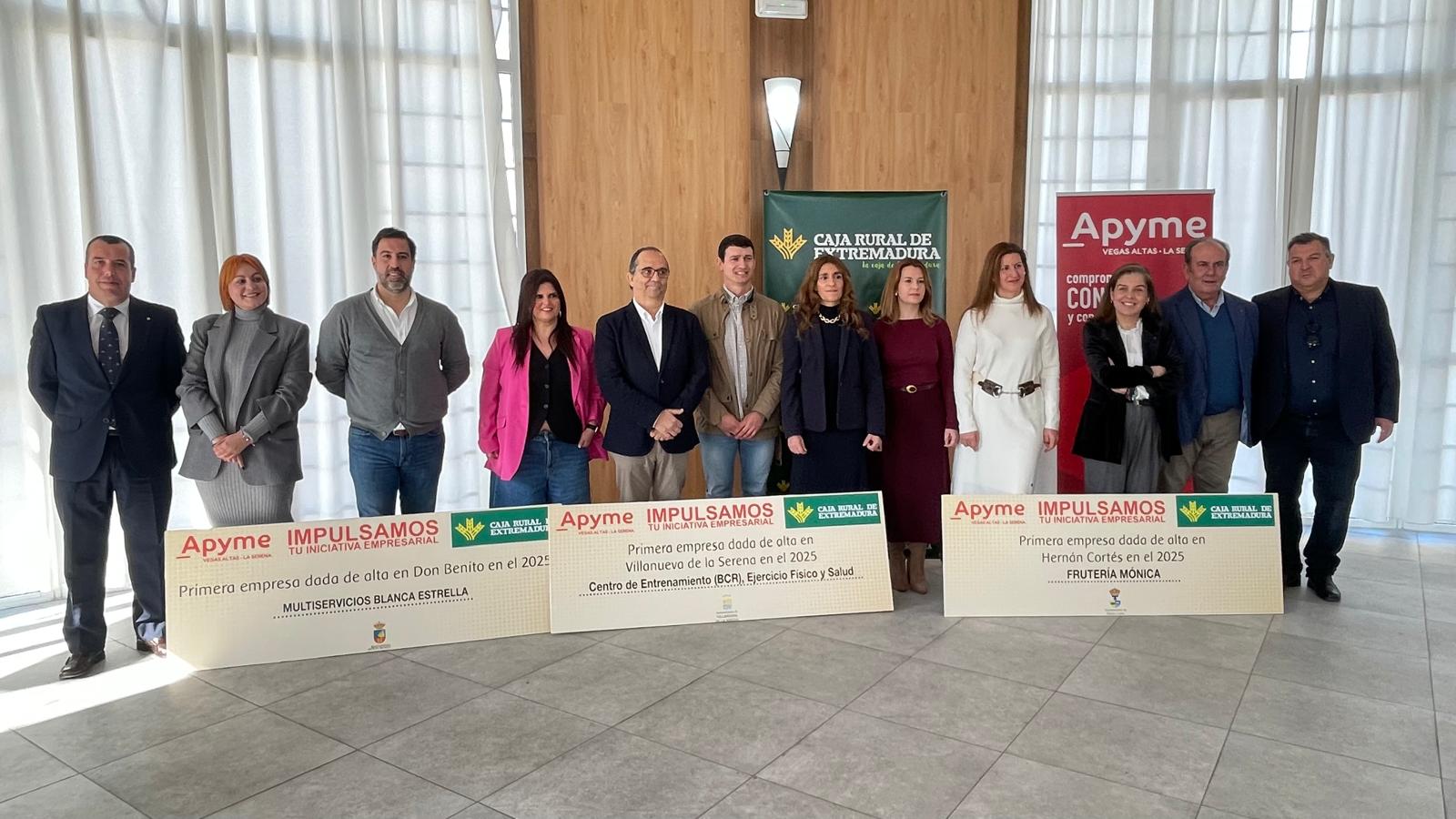 Apyme Vegas Altas la Serena y Caja Rural de Extremadura entregaron los premios “Impulsa tu Iniciativa Empresarial”