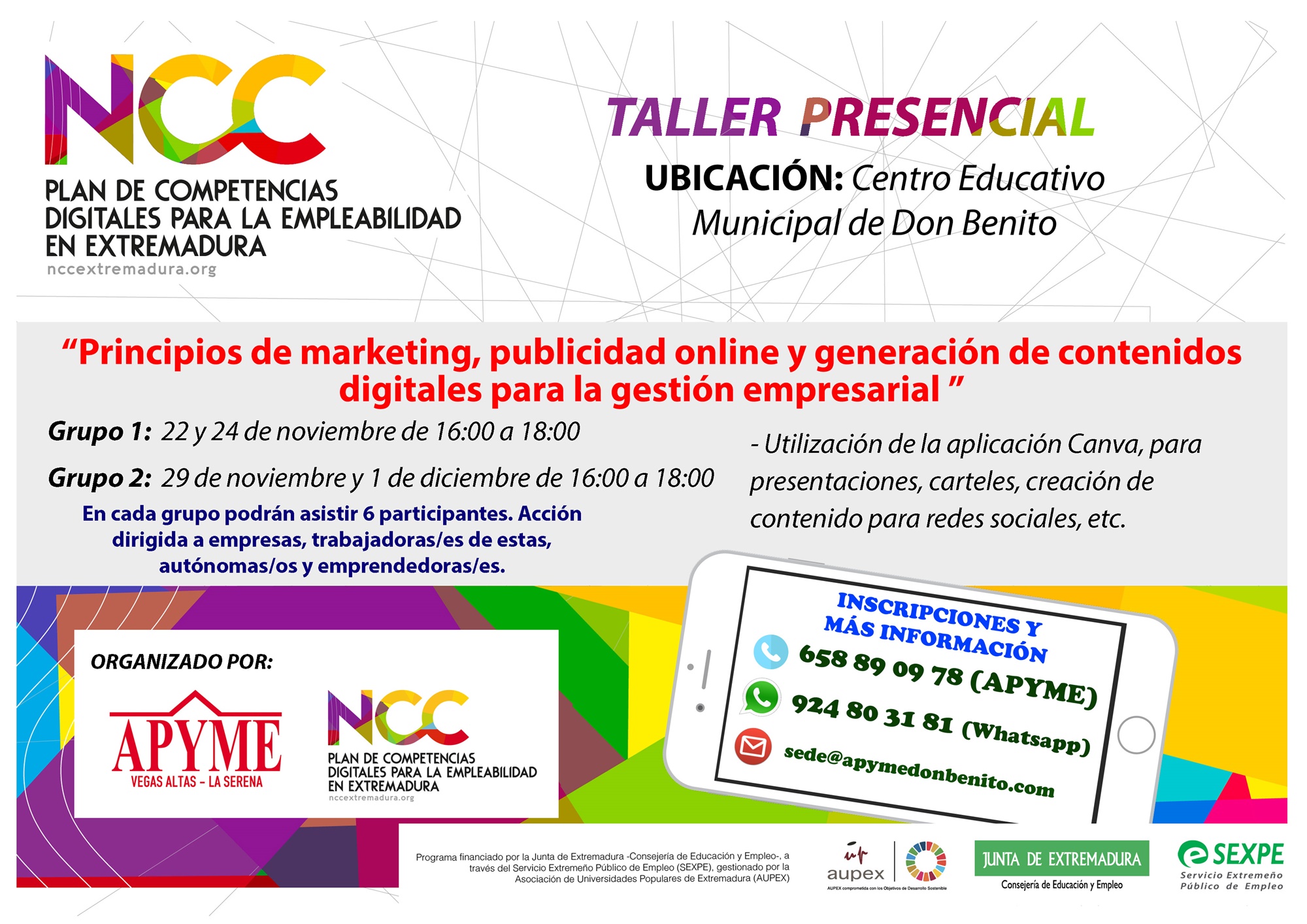 APYME Vegas Altas – La Serena organiza un curso para sus socios, sobre manejo de la aplicación CANVA, en colaboración con NCC