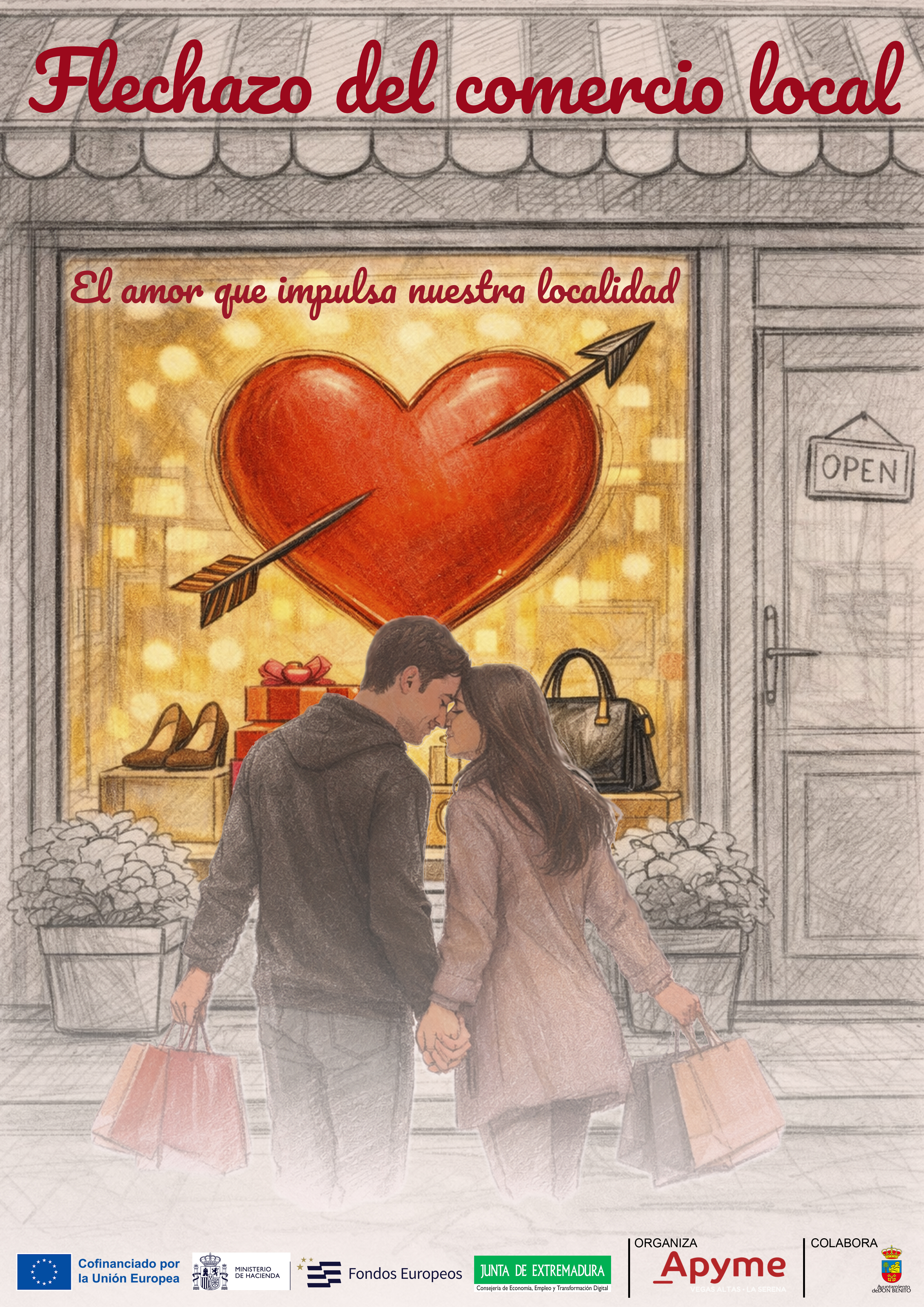 APYME Vegas Altas la Serena, pone en marcha la campaña “Flechazo del comercio local, el amor que impulsa nuestra localidad” coincidiendo con San Valentín