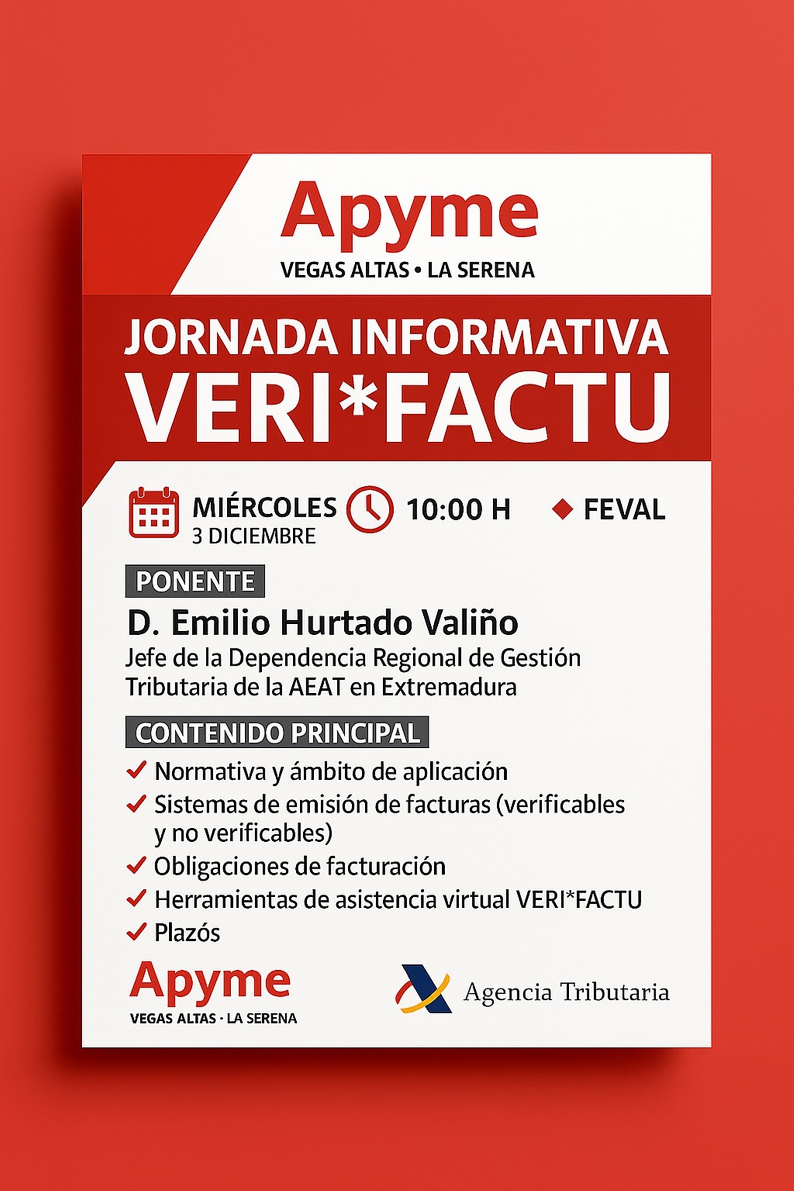 APYME Vegas Altas la Serena organiza unas jornadas para informar sobre el nuevo sistema de facturación VERI*FACTU para empresas y autónomos